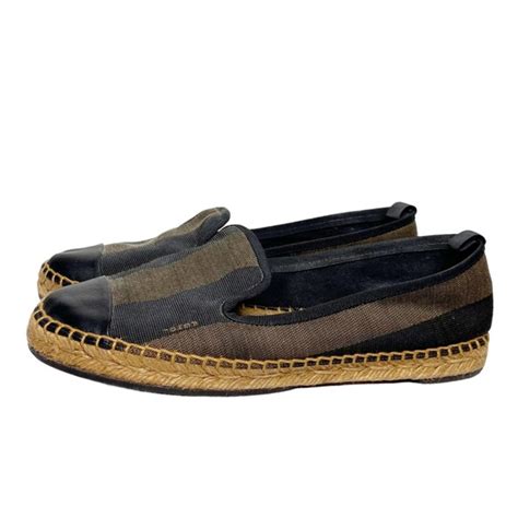 fendi junia striped leather espadrille flats|Women's Fendi Designer Espadrilles .